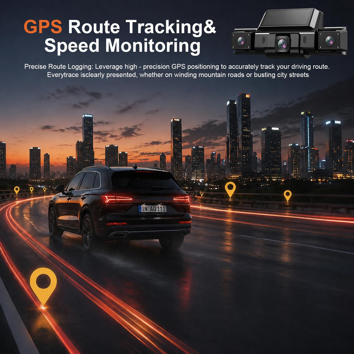 DKGEA Dash Cam 360 left camera monitors lane changes and blind spots.