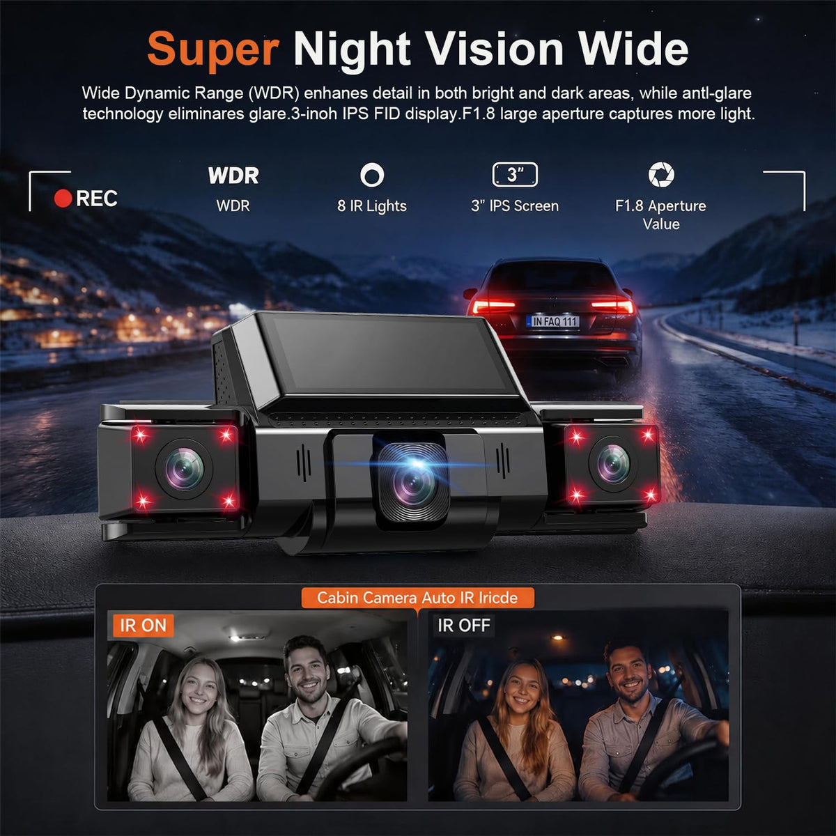 DKGEA Dash Cam 360 right camera helps build a complete journey record.