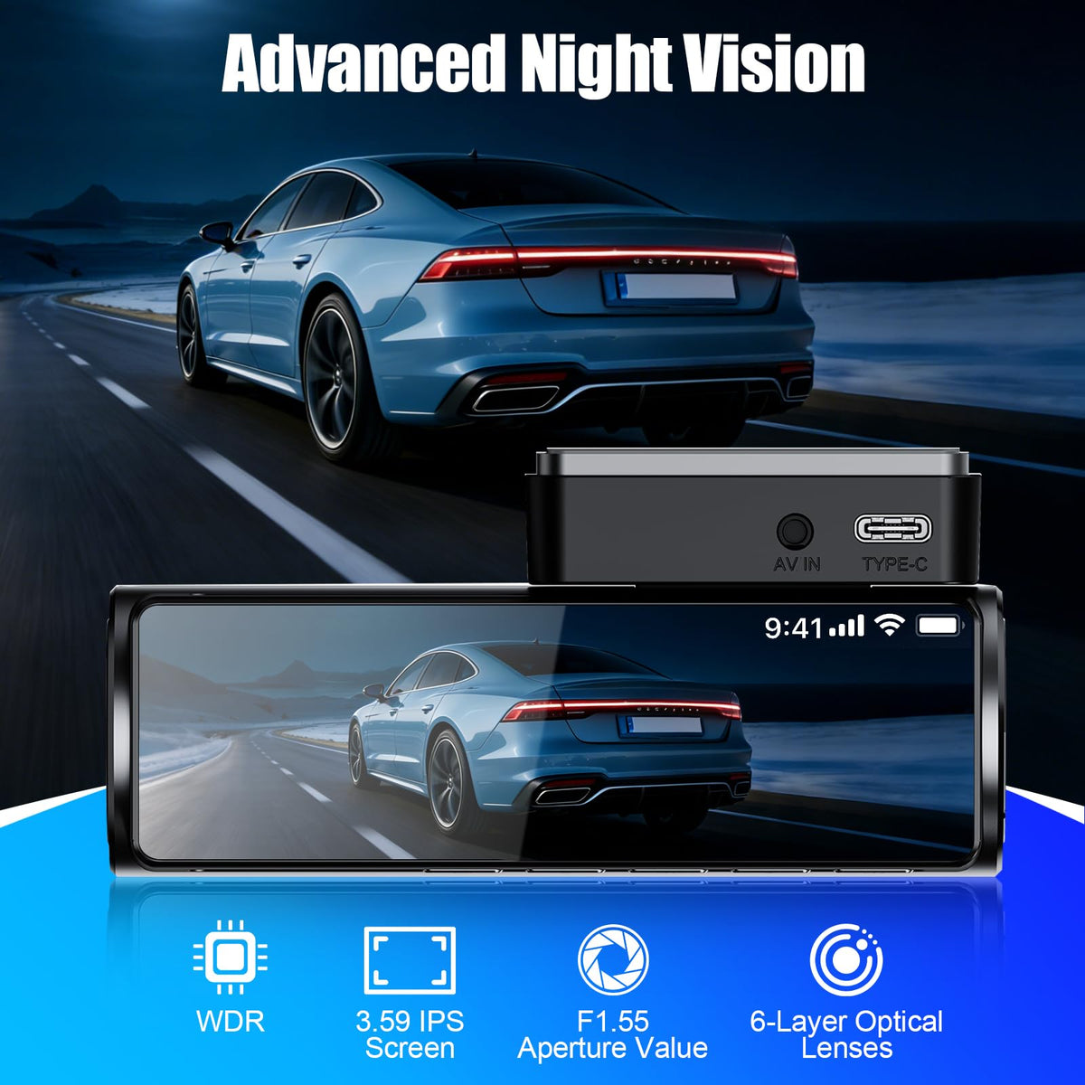 DKGEA night vision dash cam with F1.5 aperture improves low light visibility