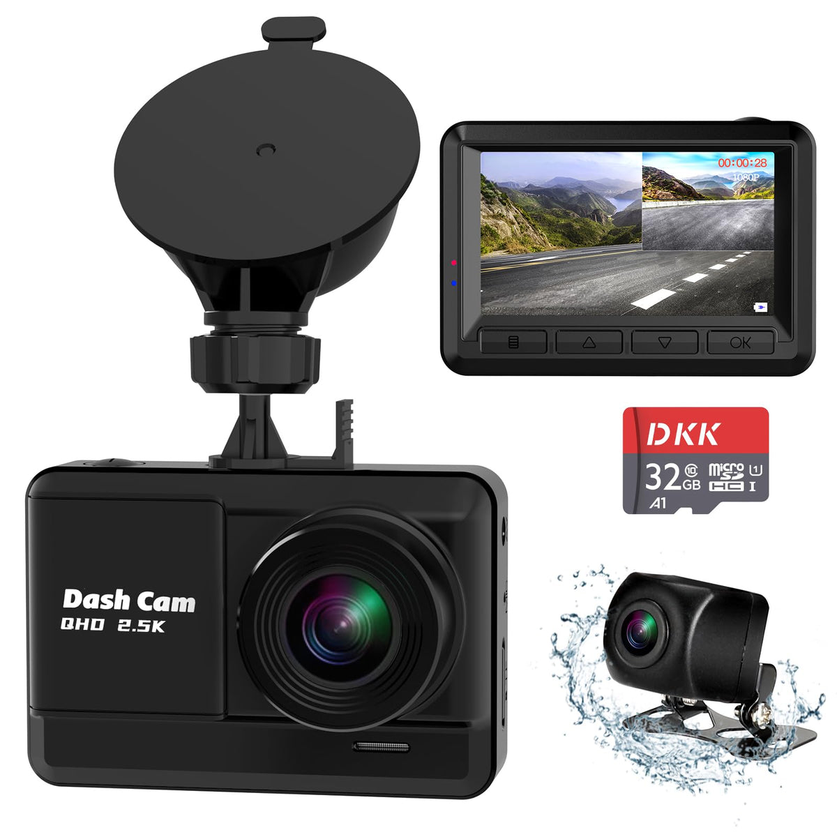 DKK front dashcam compact profile showing unobstructed windshield benefit