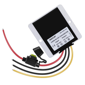 dkplnt 12V output label clearly shows fixed 12V supply for accessories.