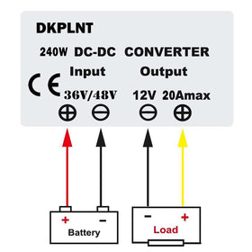 dkplnt golf cart application setup demonstrates powering 12V devices with the regulator.