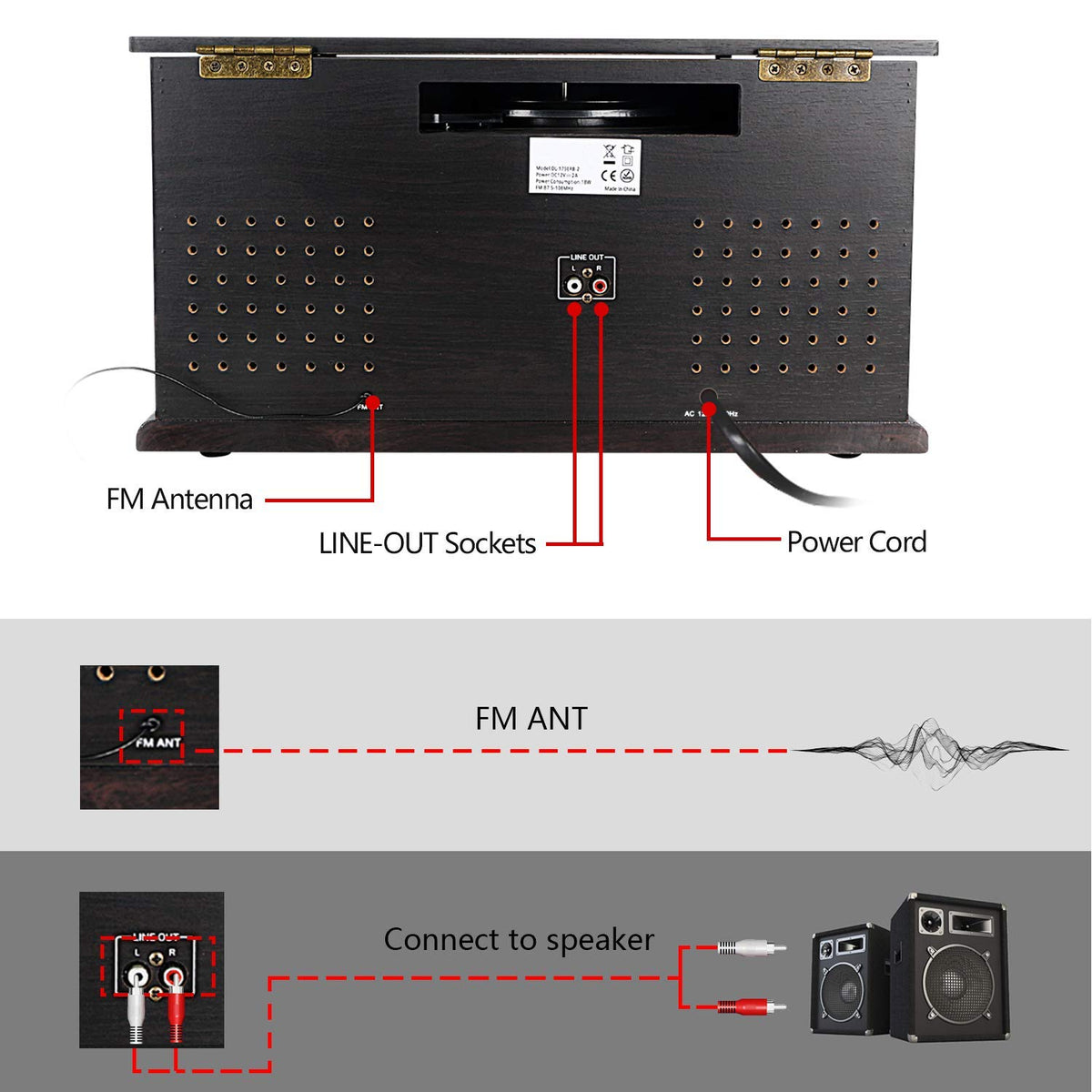 DLITIME all-in-one vinyl player AM/FM radio for instant music