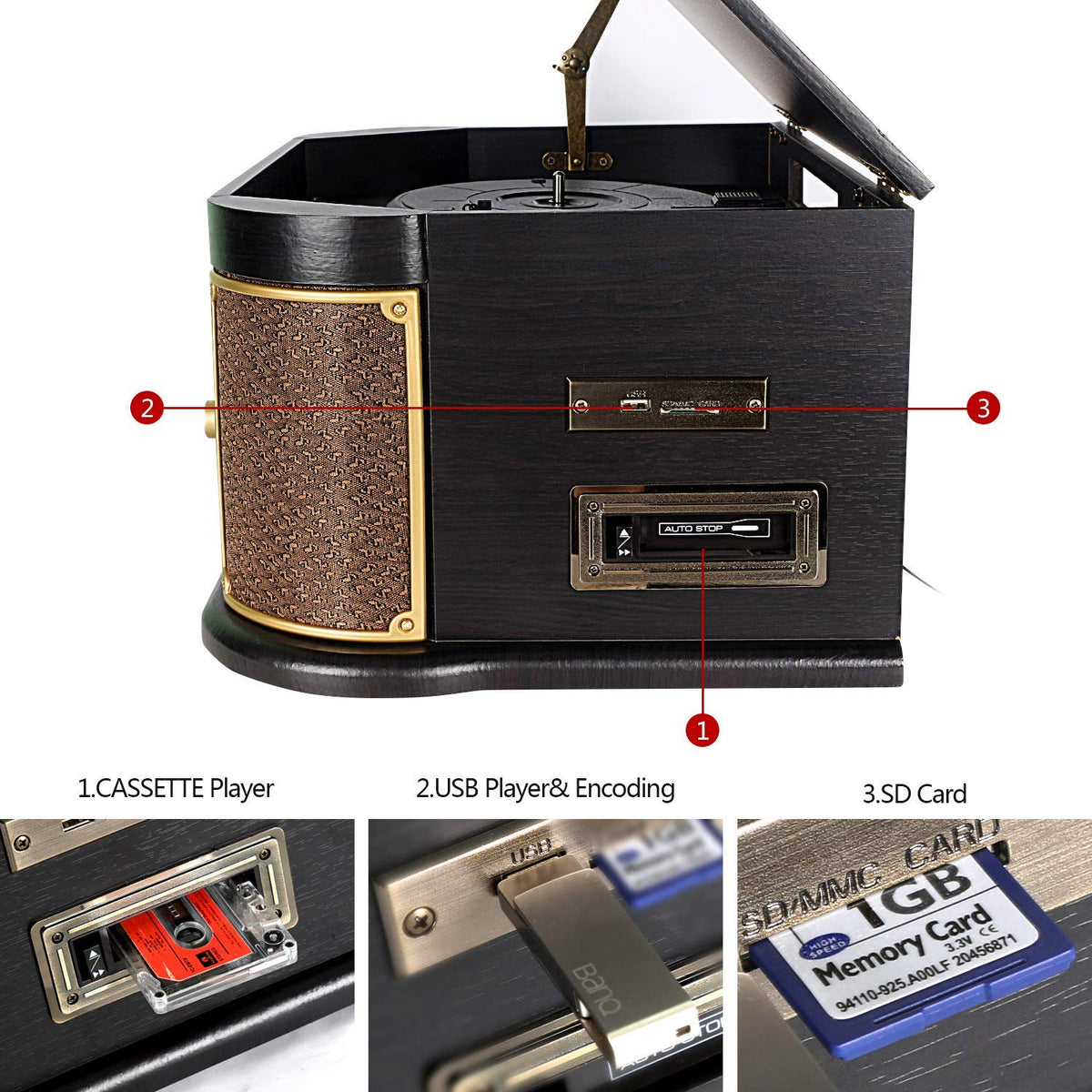 DLITIME all-in-one vinyl player USB recorder for quick digitizing