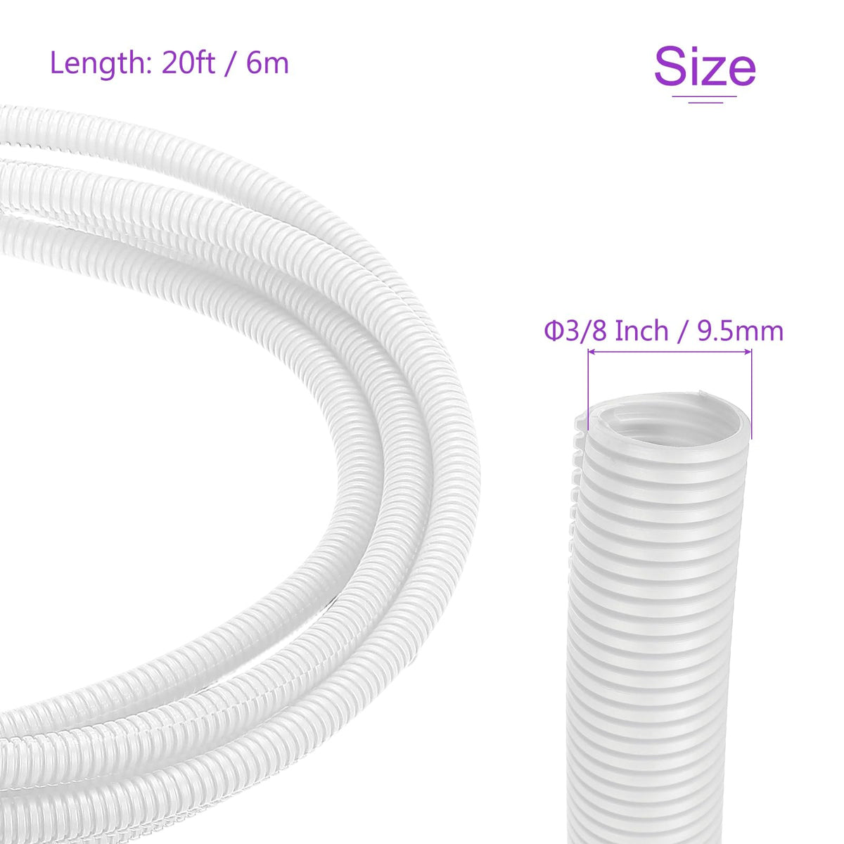 DMiotech white wire loom protects cables from wear in home office setups.