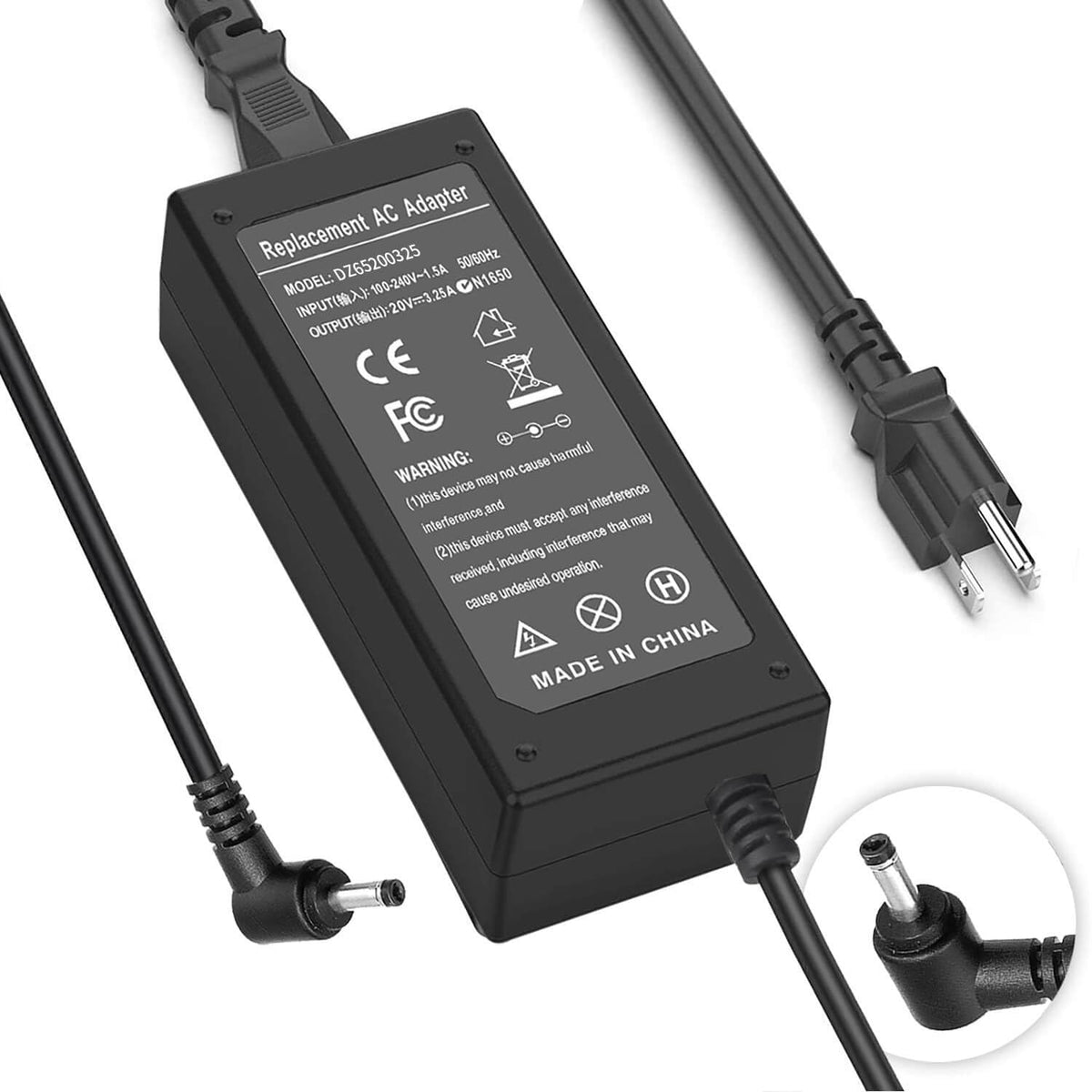 DMKAOLLK adapter front view showing compact design and ports for reliable charging