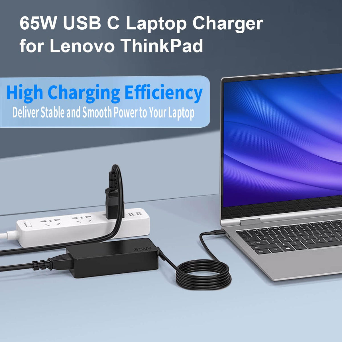 DMKAOLLK 65W USB-C charger with USB-C port for Lenovo laptops.