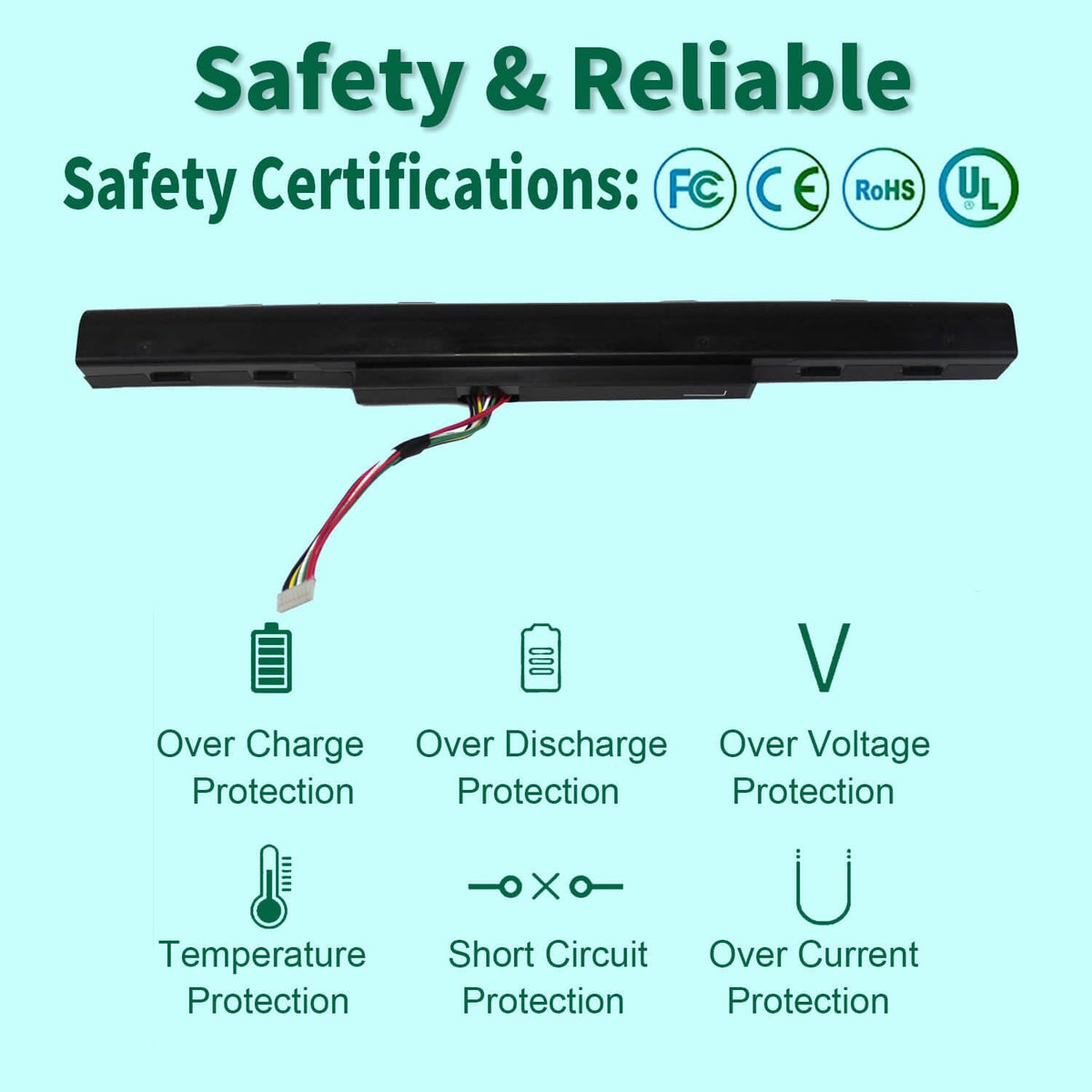 DMKAOLLK AS16A5K 2600mAh 4-cell battery delivers balanced power.