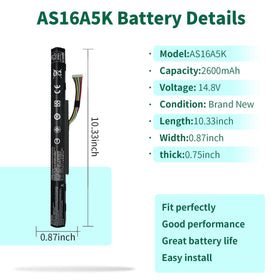 DMKAOLLK AS16A5K battery with compatibility guidance for easy replacement.