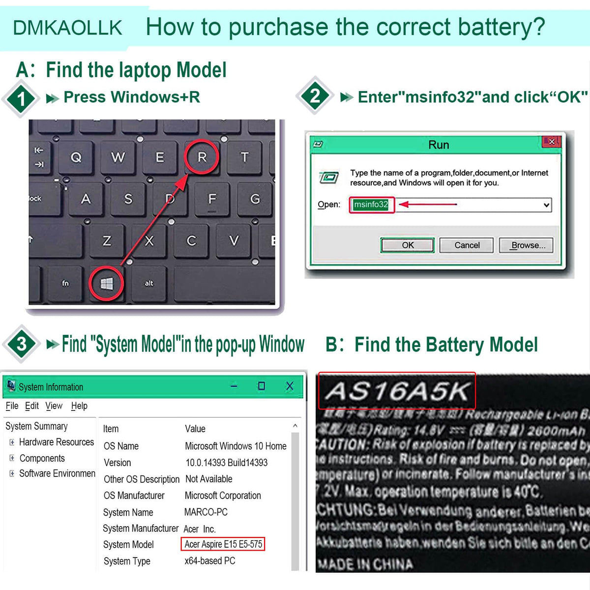 DMKAOLLK AS16A5K easy installation screws aid replacement.