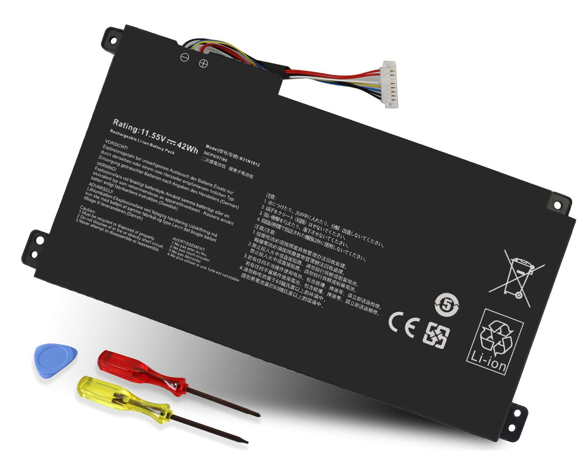 DMKAOLLK B31N1912 battery front view, compact replacement for Asus VivoBook