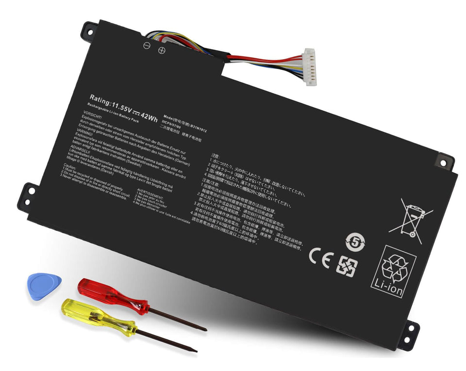 DMKAOLLK B31N1912 battery front view, compact replacement for Asus VivoBook
