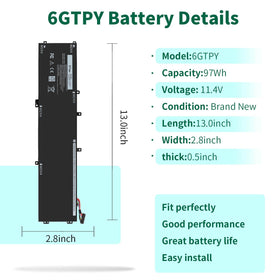 DMKAOLLK close-up label of 6GTPY battery showing certified specs and safety