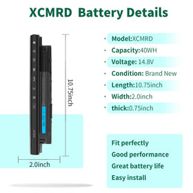 DMKAOLLK new Dell Inspiron battery with instruction manual for easy replacement.