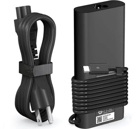 DMKAOLLK 130W USB-C charger front view powers Dell laptops reliably.