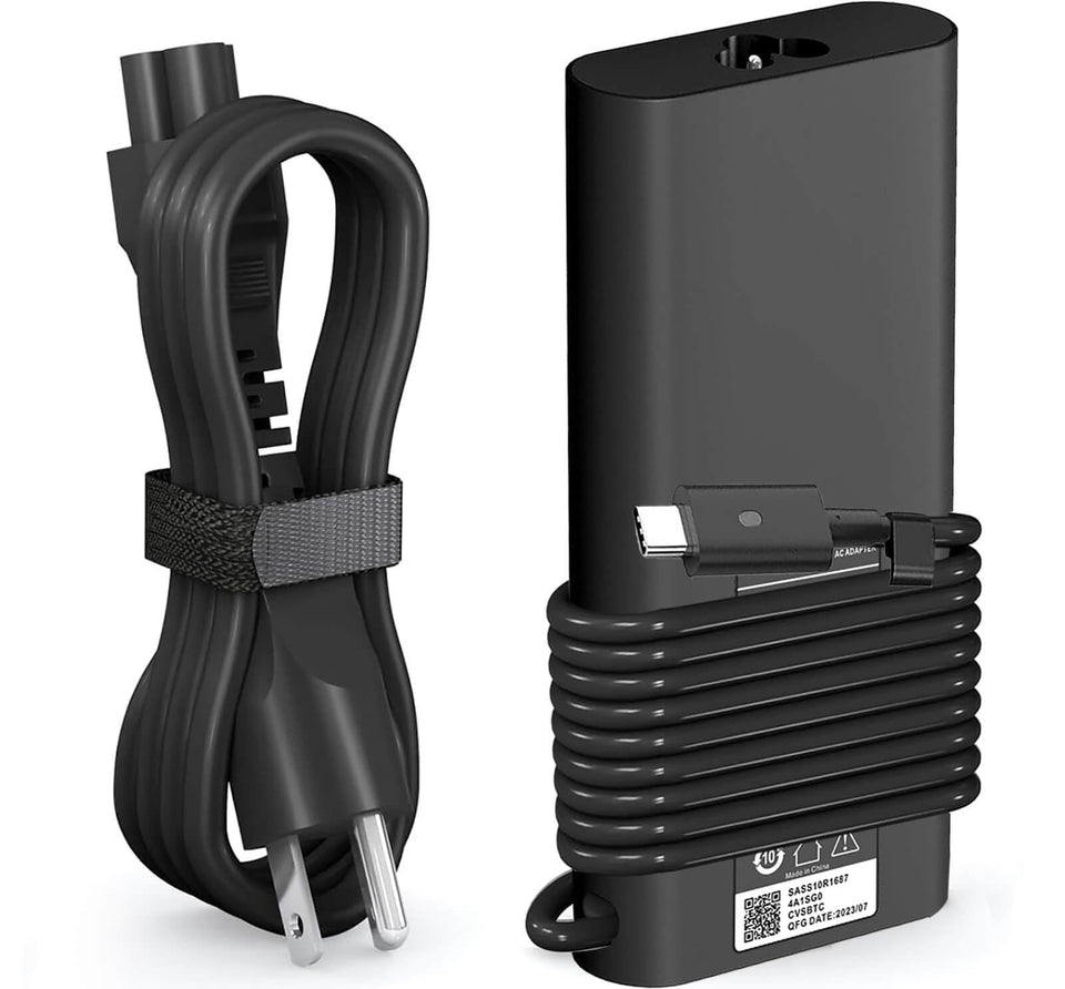 DMKAOLLK 130W USB-C charger front view powers Dell laptops reliably.