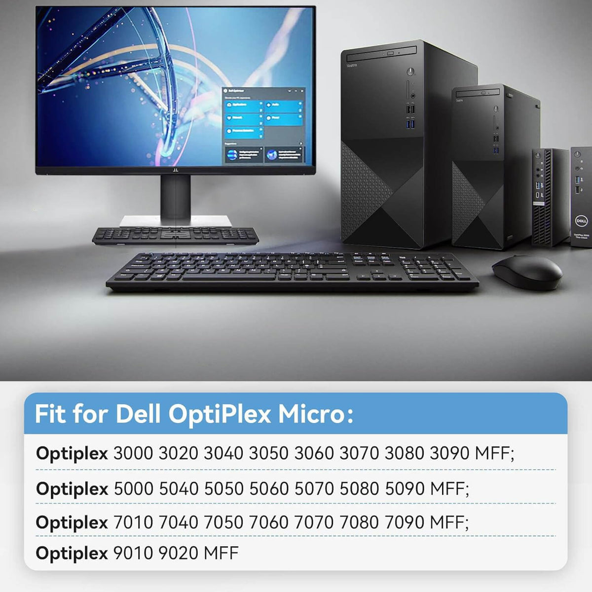 DMKAOLLK Dell OptiPlex 4.5x3.0mm connector size highlighting universal compatibility