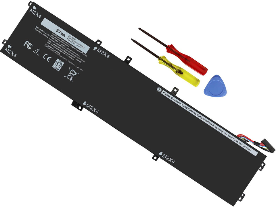DMKAOLLK front view of battery pack showing model and benefit of long runtime