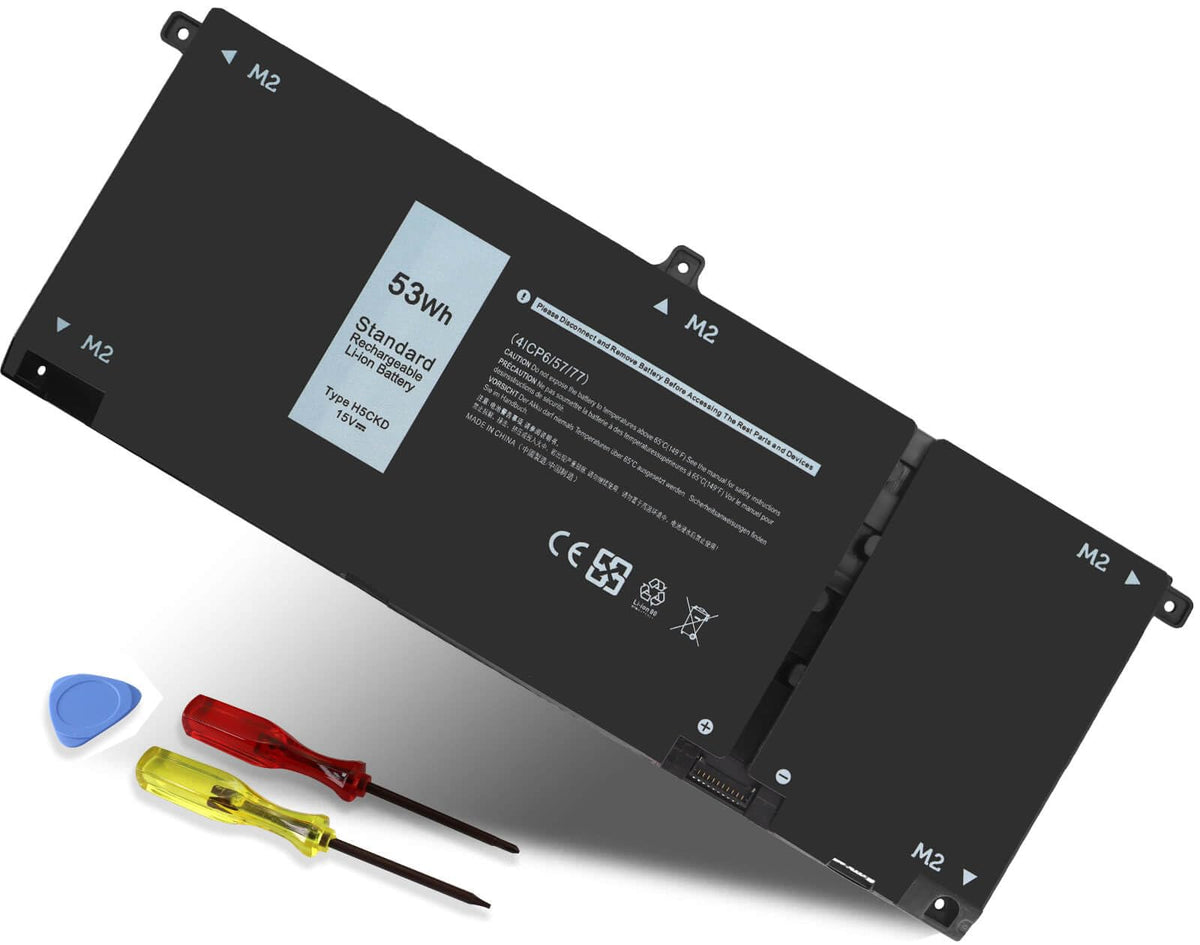 DMKAOLLK battery front packaging showing model and compatibility benefits