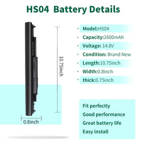 DMKAOLLK HS04 battery back label with model and specs for verification.