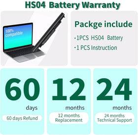 DMKAOLLK HS04 battery model info label with key compatibility details.