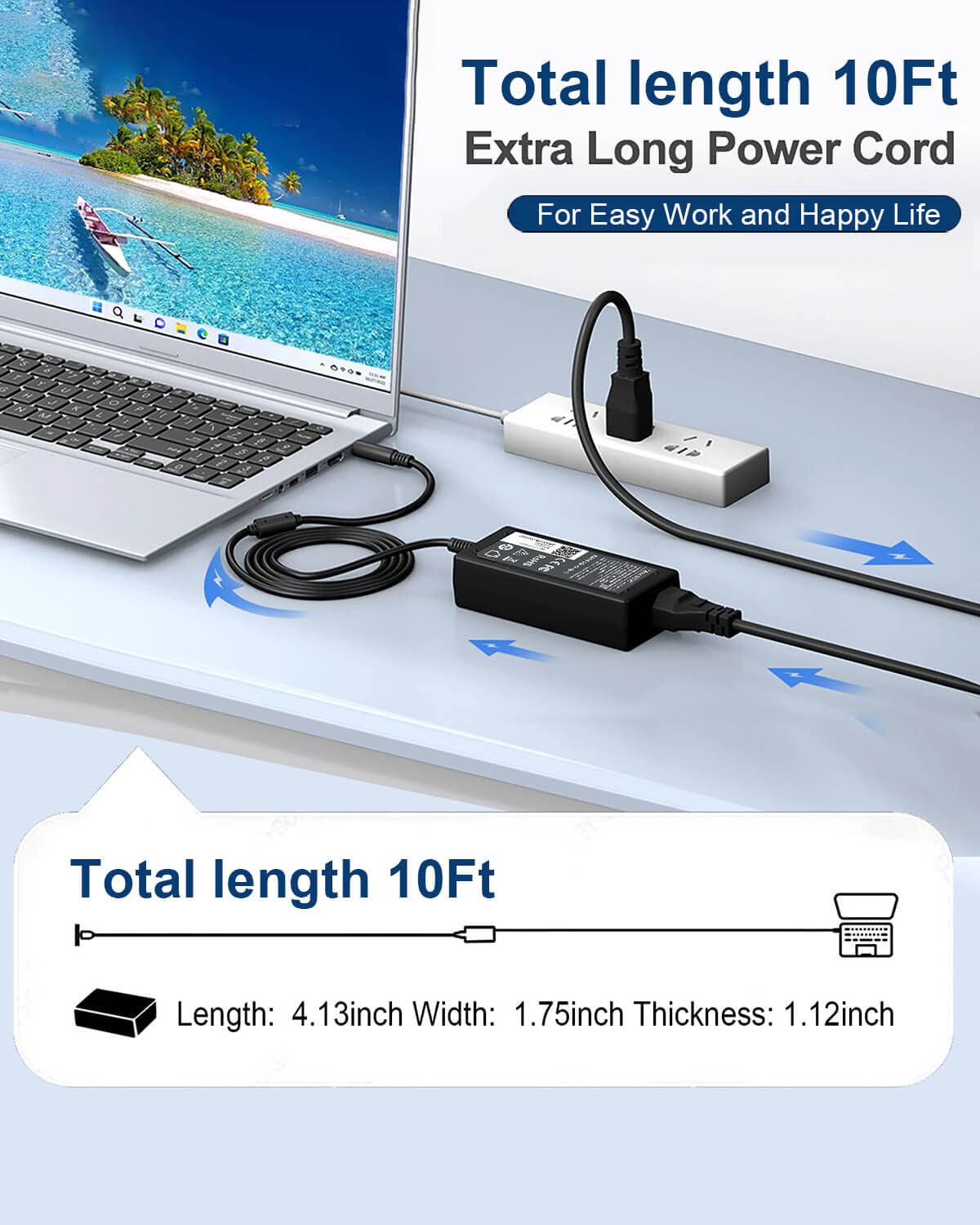 DMKAOLLK adapter plugged into Dell laptop in use, restores charging quickly