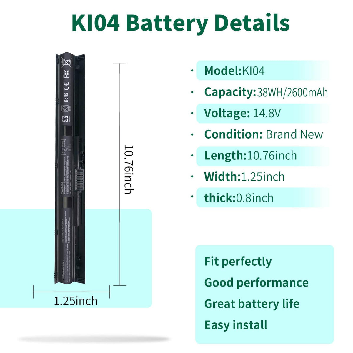 KI04 DMKAOLLK battery label for HP Pavilion compatibility
