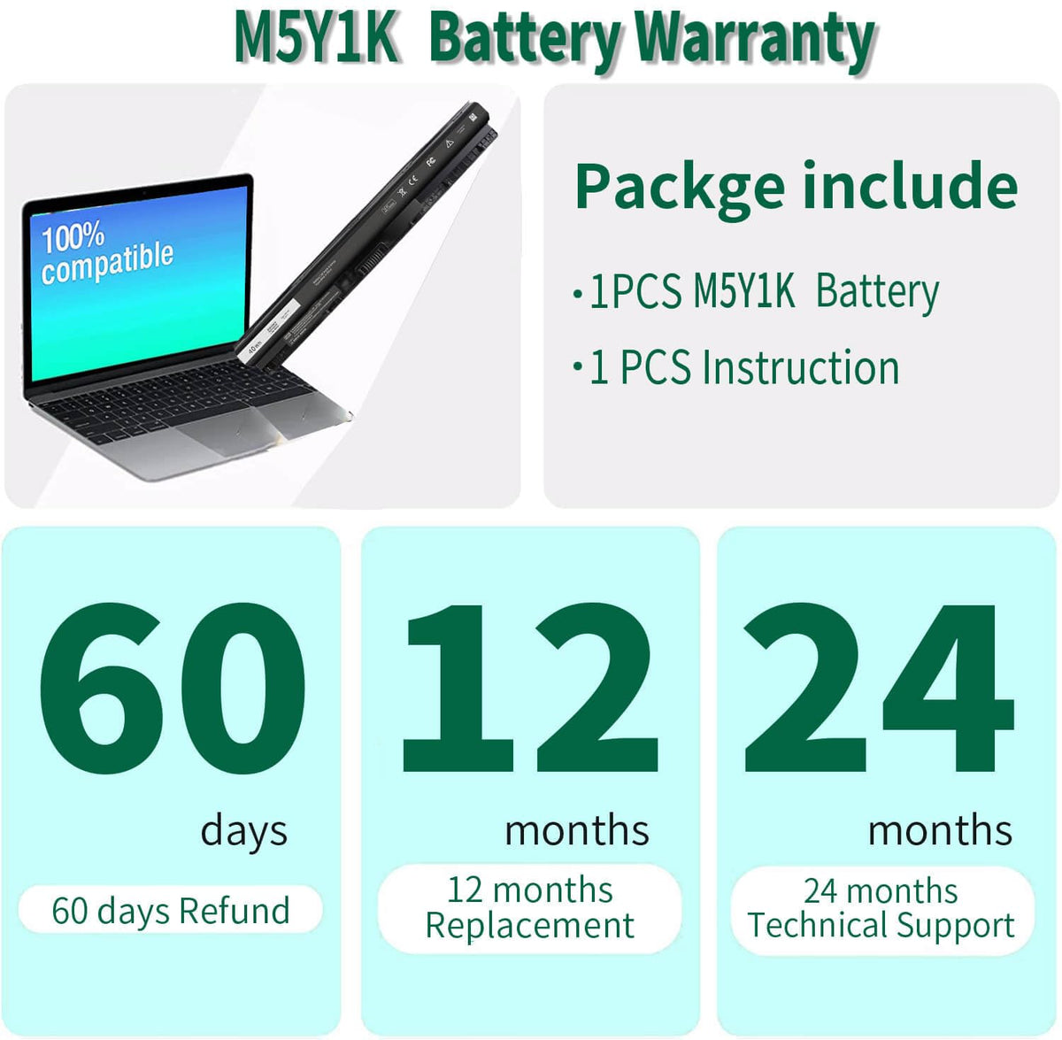 DMKAOLLK 14.8V 40Wh 2600mAh specifications for M5Y1K