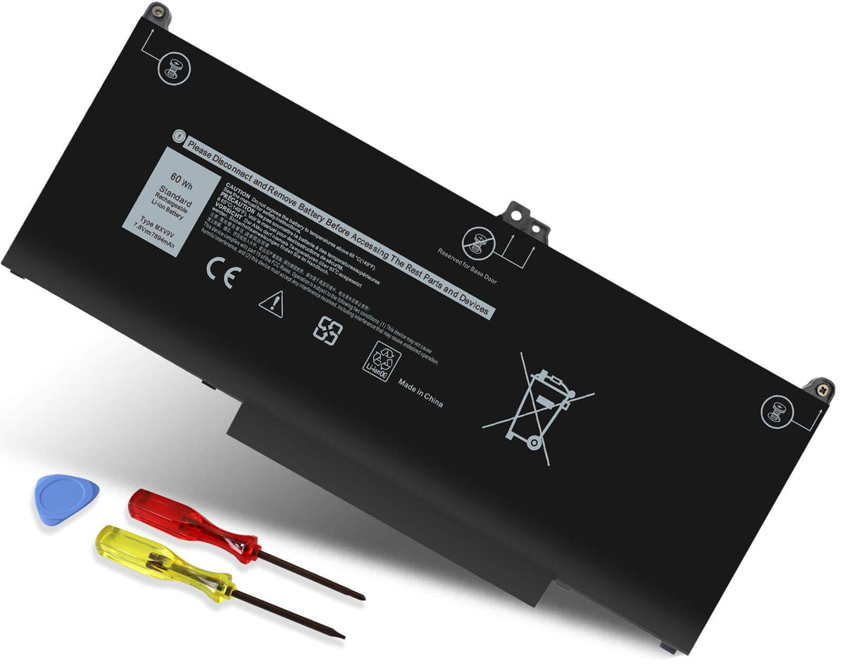 DMKAOLLK MXV9V front view showing battery shape and secure fit benefit