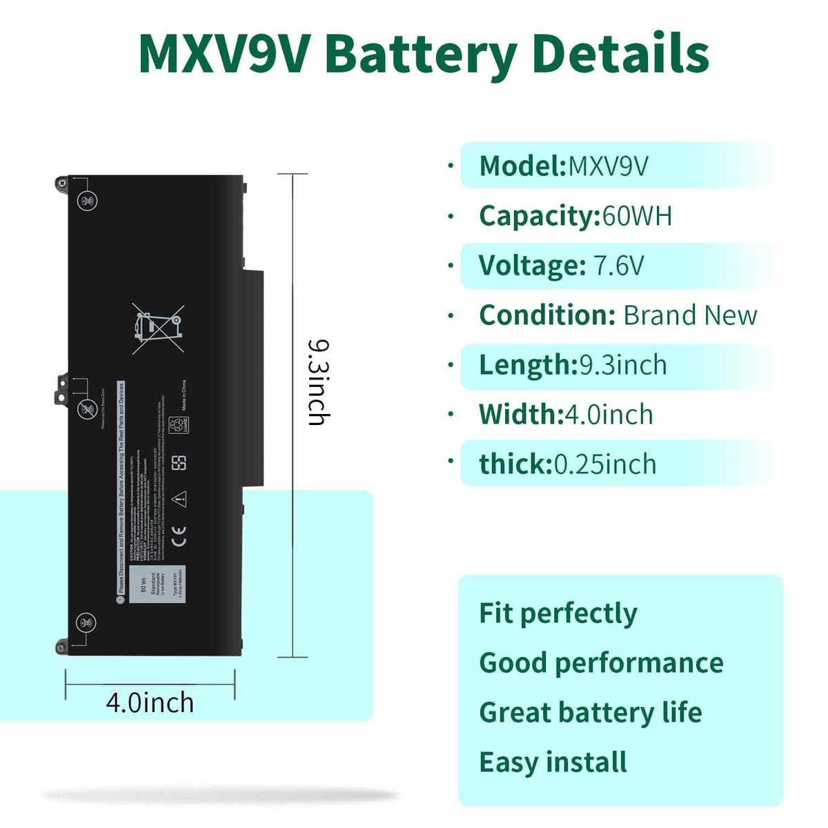 DMKAOLLK MXV9V label close-up showing specs for correct model identification