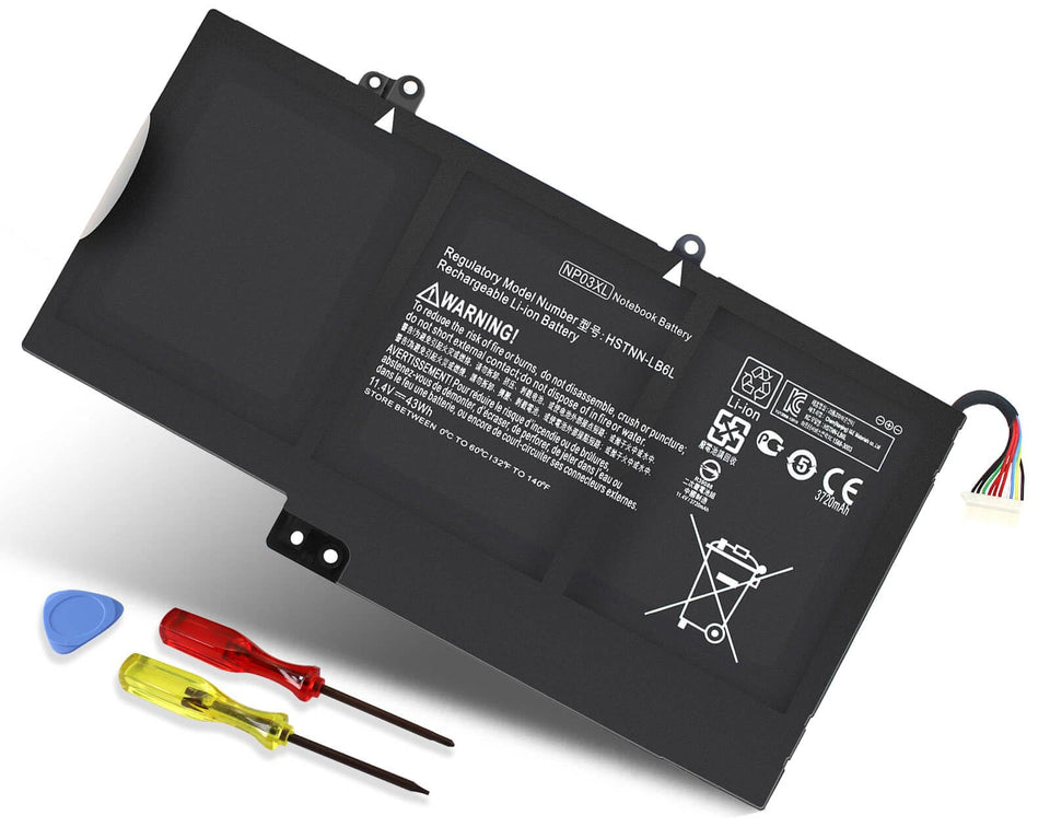 DMKAOLLK NP03XL front packaging showing battery and accessories for easy replacement