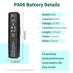 DMKAOLLK PA06 battery side angle, slim replacement for HP Omen laptops