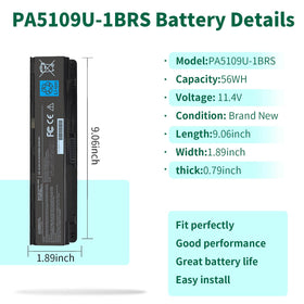 DMKAOLLK PA5109U-1BRS battery side view showing slim profile for easy replacement