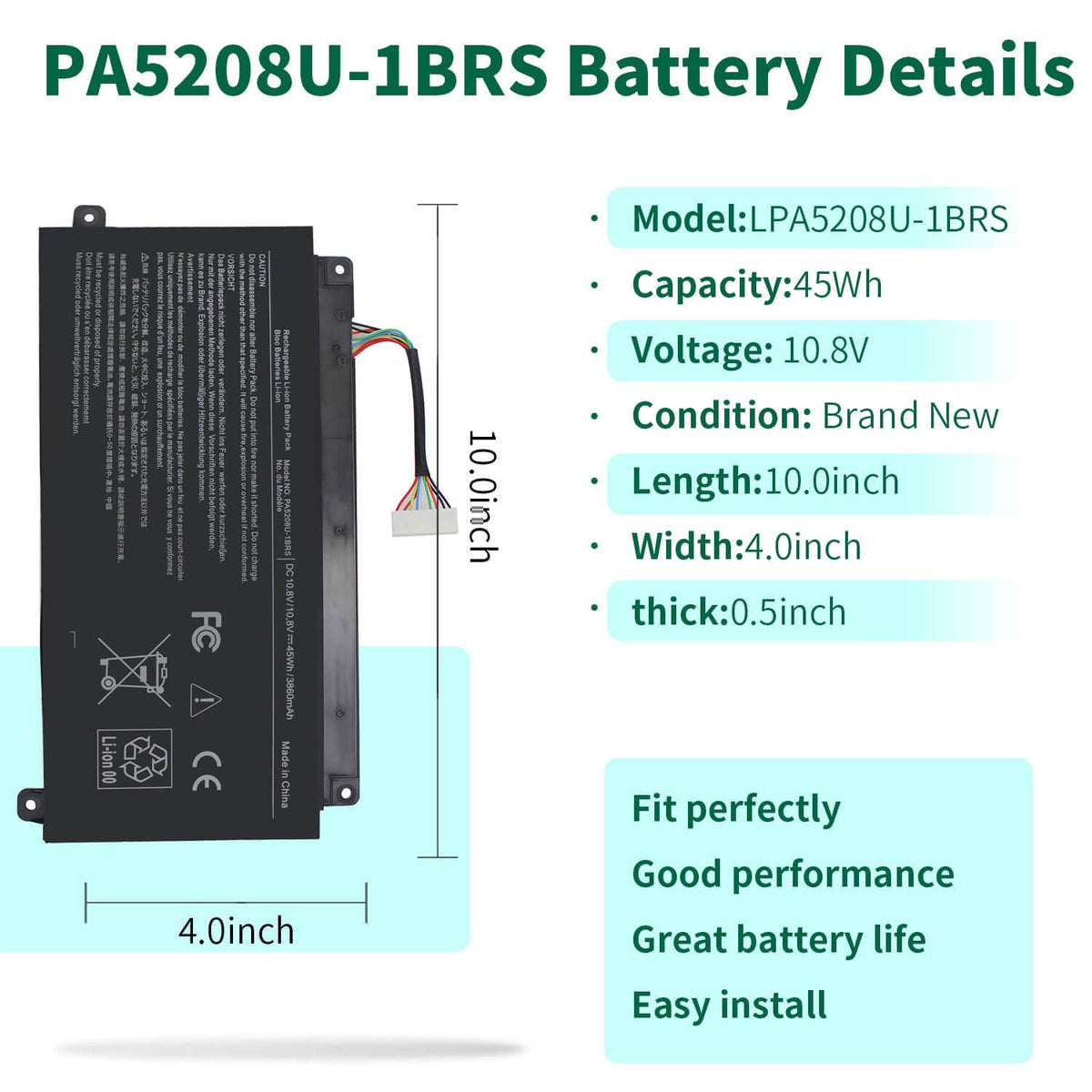 DMKAOLLK PA5208U-1BRS battery packaged for easy swap on Toshiba Chromebooks