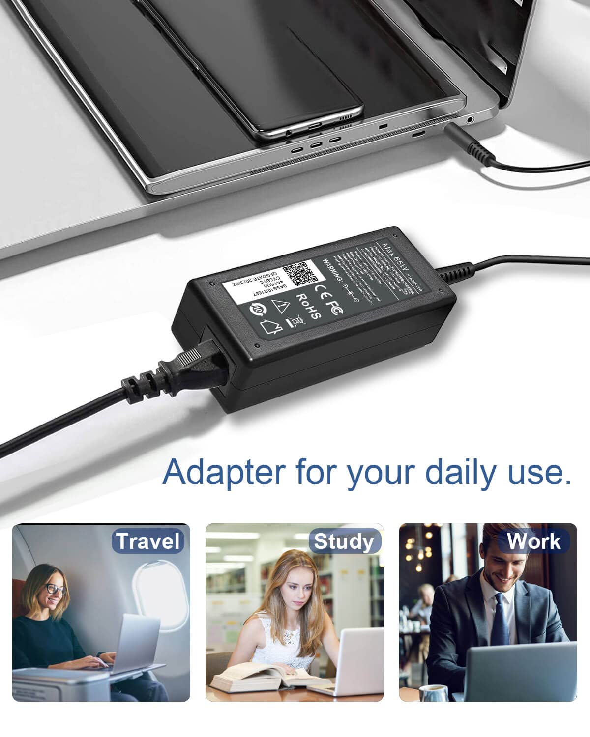 DMKAOLLK laid out box contents including cords and converter, ready-to-use