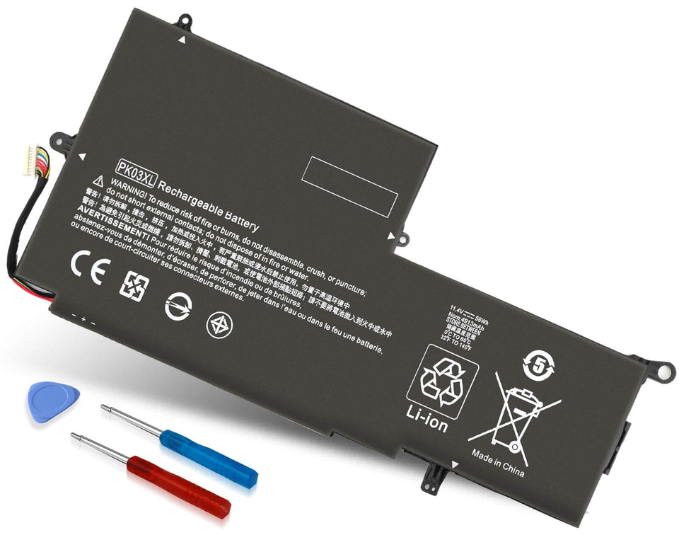 DMKAOLLK battery front view showing form factor and secure fit benefit