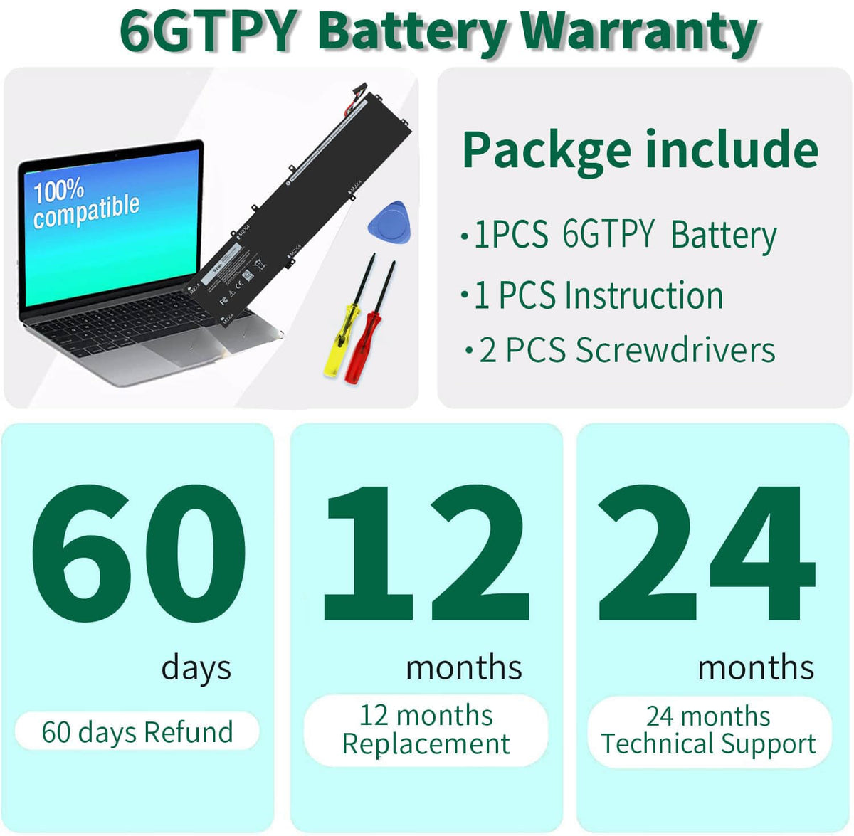 DMKAOLLK battery beside ruler showing compact size and clear fitment benefit