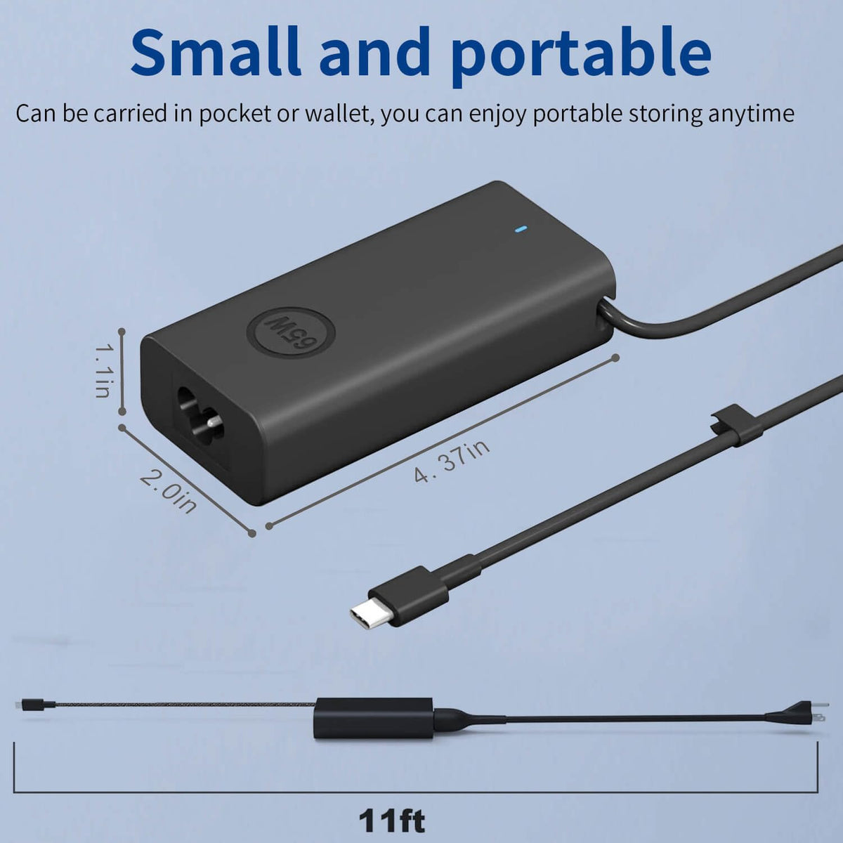 DMKAOLLK 11ft USB-C charger cable offers flexible desk-to-outlet reach.