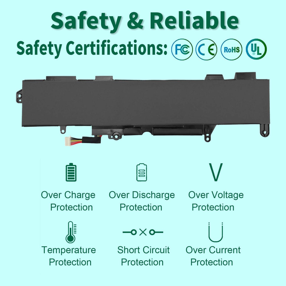 DMKAOLLK side connector detail displaying contact pins for secure power delivery