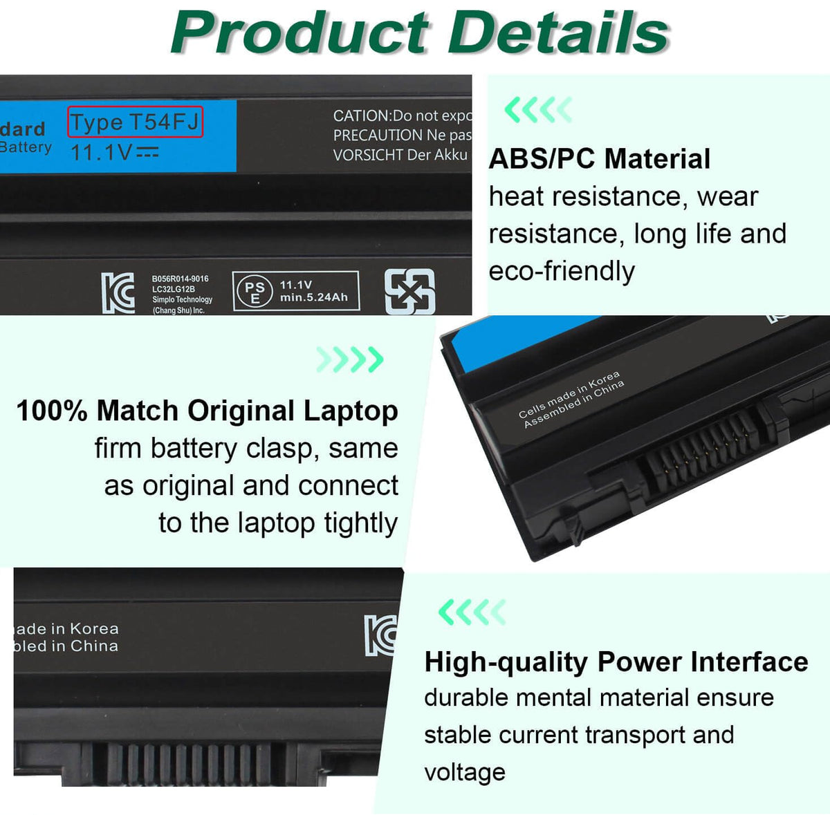 DMKAOLLK T54FJ 60Wh battery design for Dell compatibility overview