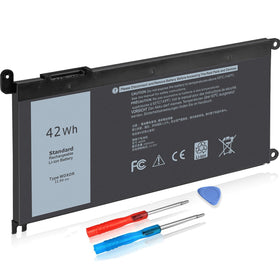 DMKAOLLK battery front packaging showing model and benefit of easy replacement