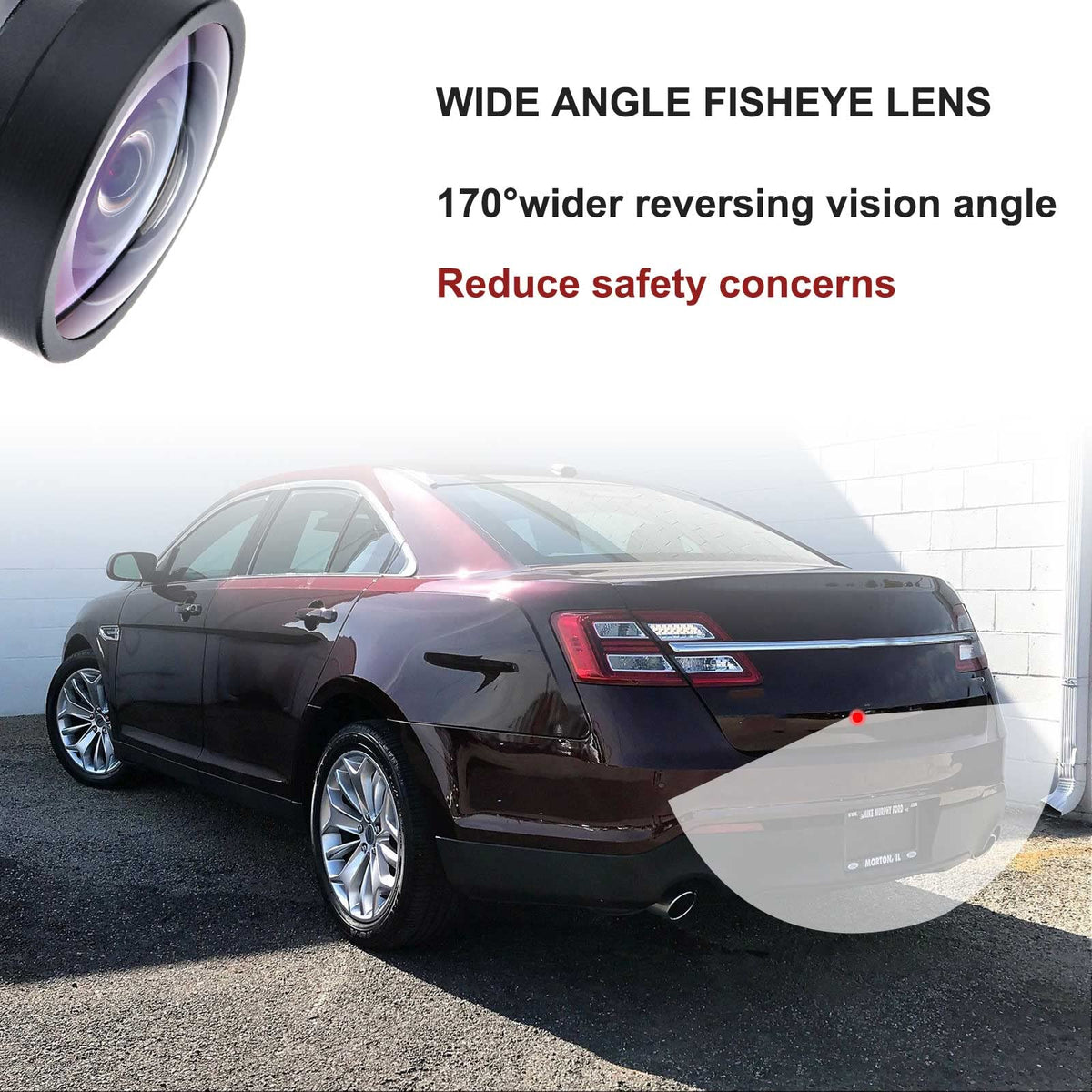 Dngbymx Taurus backup camera wide-angle capture expands field of view for easier lane changes.