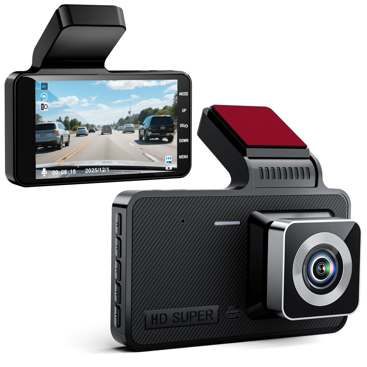 Dnil dash cam front view showing clear daytime footage for evidence