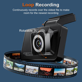 Dnil dash cam 4-inch IPS screen for easy live view and playback