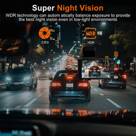 Dnil dash cam 170° wide angle covers three lanes clearly