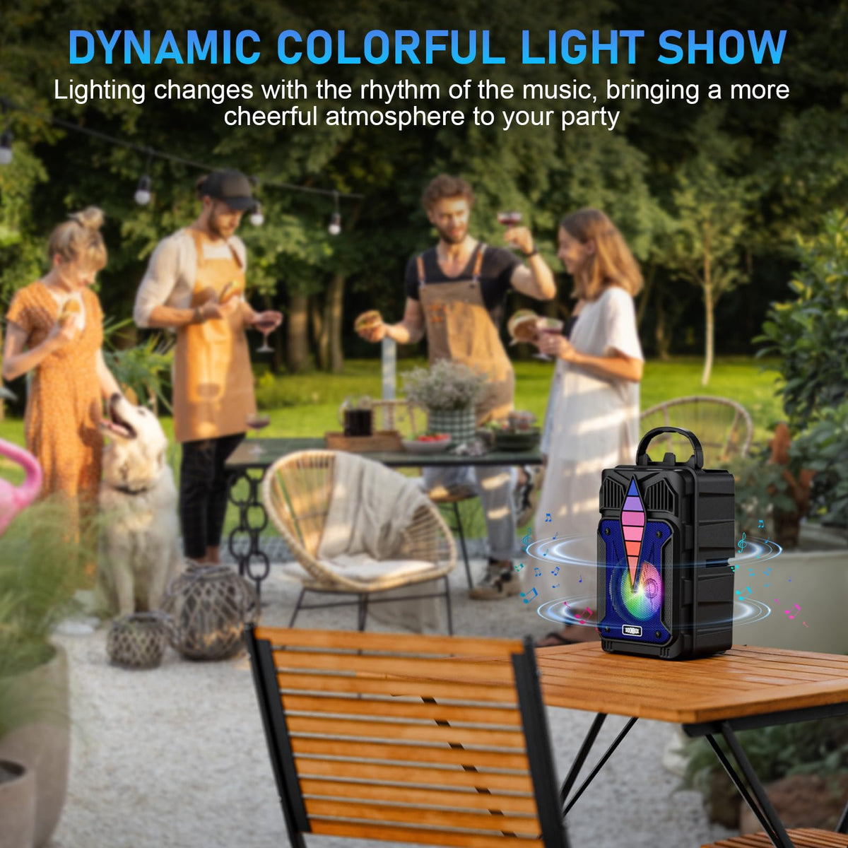 Dnil long battery life keeps music playing during outdoor gatherings