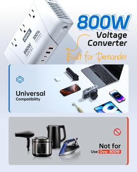 DOACE 800W 7-in-1 travel adapter powers multiple devices simultaneously