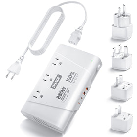DOACE 800W travel adapter with pure sine wave output for safe electronics