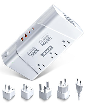 DOACE 800W voltage converter front view showing universal travel compatibility