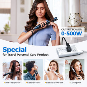 DOACE compact converter with detachable EU cord illustrating portable scale and convenience